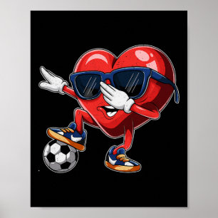 Valentine's Day Heart Dabbing Heart Player Soccer Poster