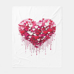 Valentine's Day Heart Designs Splatter Paint Art Fleece Blanket