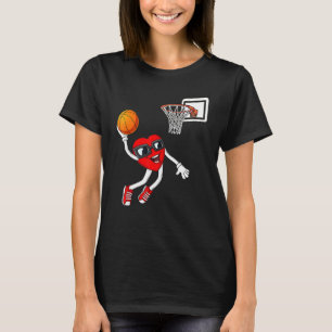 Valentines Day Heart Dunking Basketball Boys Girls T-Shirt
