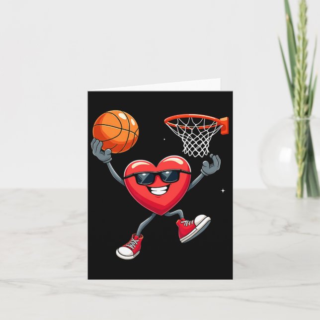 Valentines Day Heart Dunking Basketball  Card (Front)