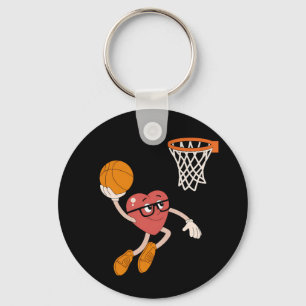 Valentine's Day Heart Dunking Cute Basketball Key Ring