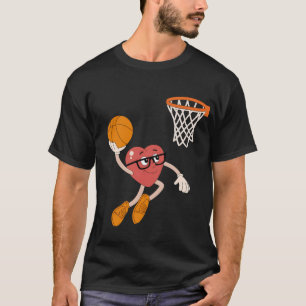 Valentine's Day Heart Dunking Cute Basketball T-Shirt