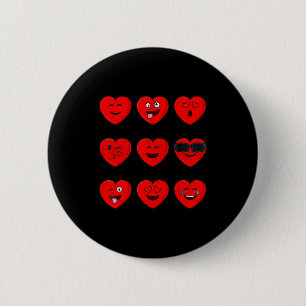 Valentines Day Heart Faces Emoticons Funny Women M 6 Cm Round Badge