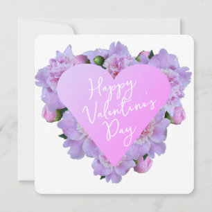Valentine's Day Heart Flowers Purple Pink Elegant  Holiday Card
