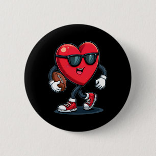Valentine's Day Heart Football Boys Girls Kids Spo 6 Cm Round Badge
