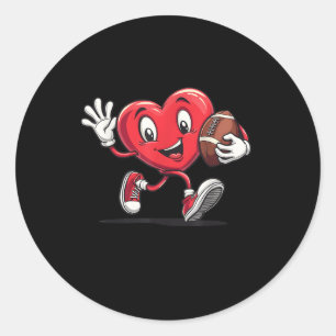 Valentines Day Heart Football For Boys Girls Kids Classic Round Sticker