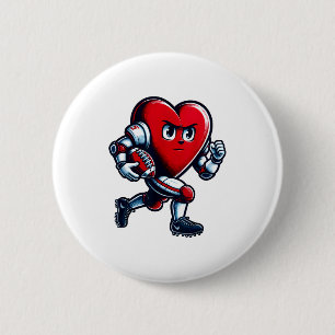 Valentines Day Heart Football Player Team Srts  6 Cm Round Badge