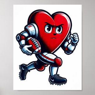 Valentines Day Heart Football Player Team Srts  Poster