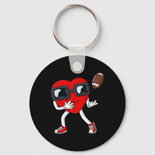 Valentines Day Heart Football Receiver Tight End B Key Ring (Front)