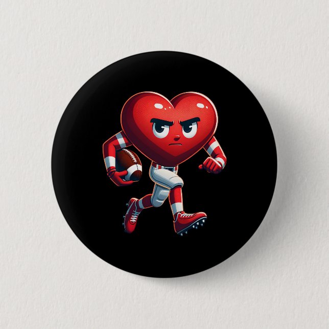 Valentine's Day Heart Footbyll Player  6 Cm Round Badge (Front)