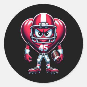 Valentine's Day Heart Footll Team Player Sports Hu Classic Round Sticker