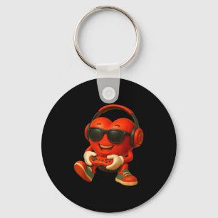 Valentines Day Heart Gamer Video Gaming Boys Men K Key Ring