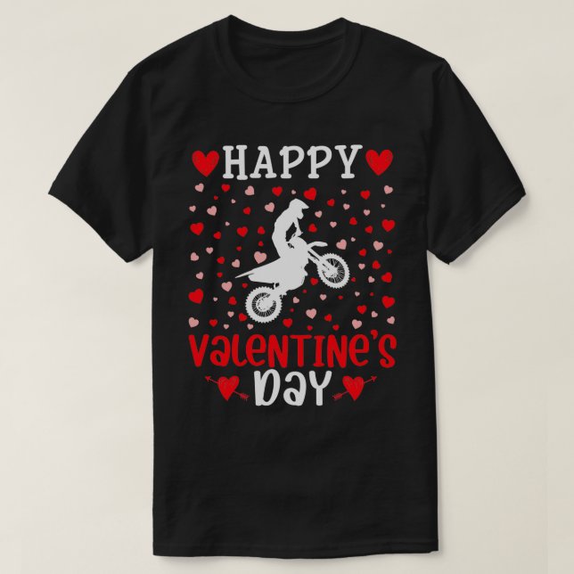 Valentines Day Heart Graphic Cute Dirt Bike Lover  T-Shirt (Design Front)