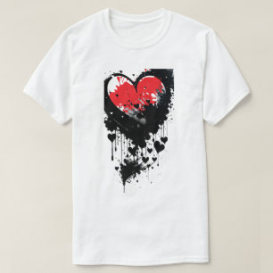 Valentines Day Heart Holiday Black and Red T-Shirt