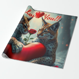 Valentine's Day Heart Hug - lynx Wrapping Paper