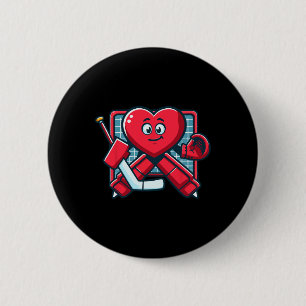 Valentine's Day Heart Ice Hockey Goalie Player 6 Cm Round Badge