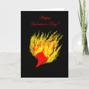 Valentine's Day - heart in flame Holiday Card