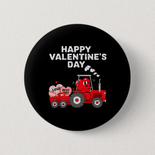 Valentines Day Heart In Tractor Funny Farm Toddler 6 Cm Round Badge