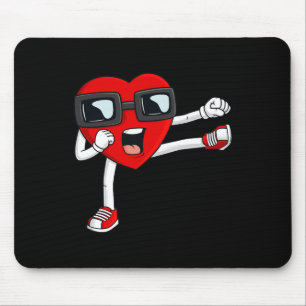 Valentines Day Heart Karate Kick Fun Boys Girls Ki Mouse Pad