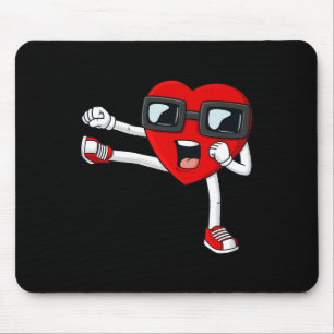Valentines Day Heart Karate Kick Fun Boys Girls Ki Mouse Pad