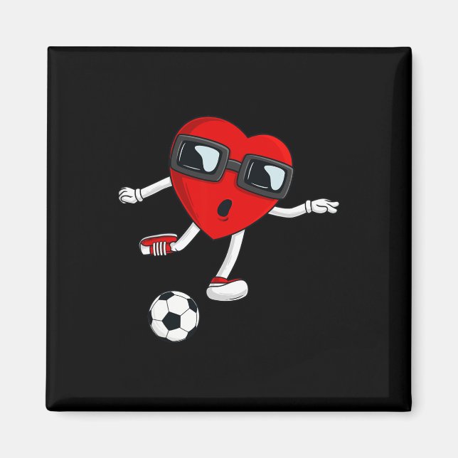 Valentines Day Heart Kicking A Soccer Ball Boys Gi Magnet (Front)