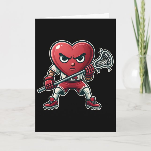 Valentine's Day Heart Lacrosse Team Player  Card (Front)