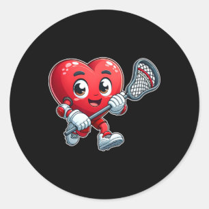 Valentine's Day Heart Lacrosse Team Player Sports Classic Round Sticker