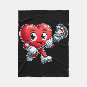 Valentine's Day Heart Lacrosse Team Player Sports  Fleece Blanket