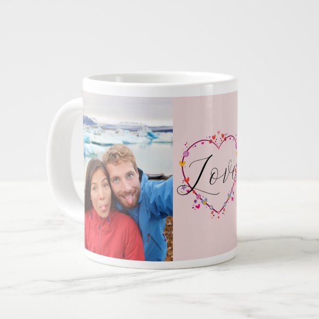 Valentines Day Heart Love 2 Photos Large Coffee Mug (Front Left)