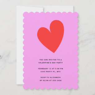 Valentine's Day Heart: Modern Pink and Red Invitation