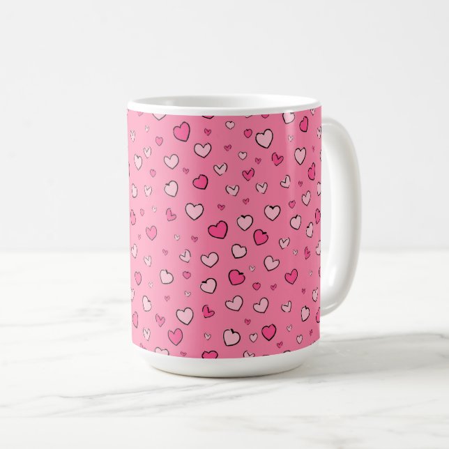 Valentine's Day Heart Pattern Coffee Mug (Front Right)