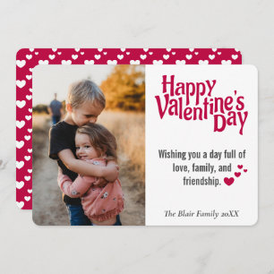 Valentine's Day Heart Pattern Photo Holiday Card