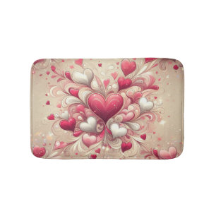valentine's day heart patterned bath mat
