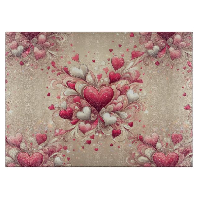 valentine's day heart patterned cutting board (Front)