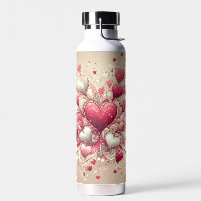 valentine's day heart patterned water bottle (Left)