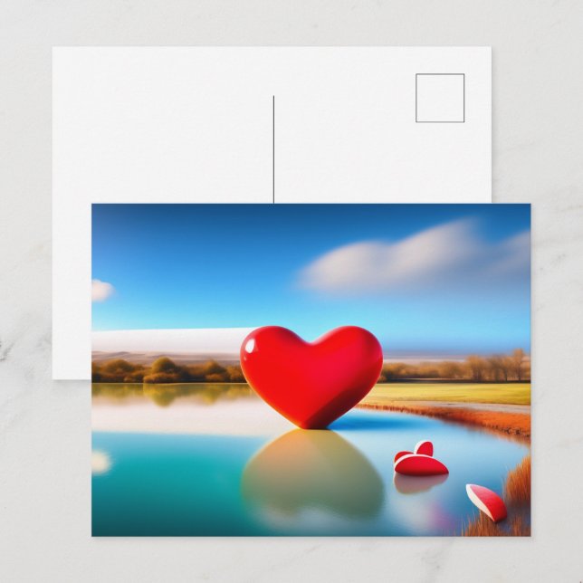 Valentine's Day Heart Pink Background Postcard (Front/Back)