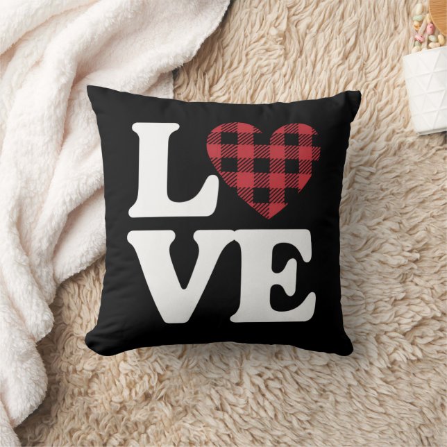 Valentines Day Heart Plaid Love  Cushion (Blanket)