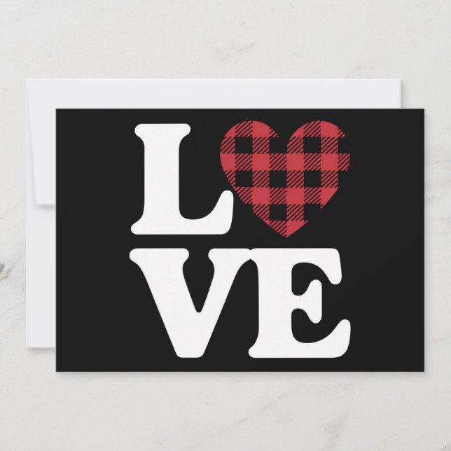 Valentines Day Heart Plaid Love  Invitation (Front)