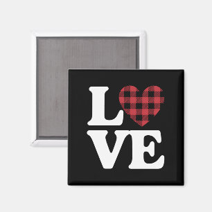 Valentines Day Heart Plaid Love Magnet