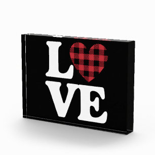 Valentines Day Heart Plaid Love  Photo Block