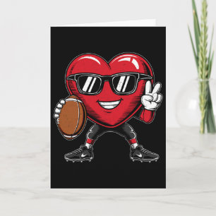 Valentine's Day Heart Playing Football Boys Girls Card