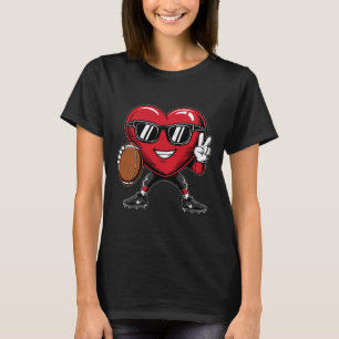 Valentine's Day Heart Playing Football Boys Girls T-Shirt