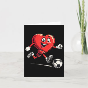 Valentines Day Heart Playing Soccer For Boys Kids  Card