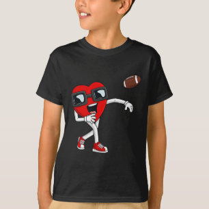 Valentines Day Heart Quarterback Football Boys Kid T-Shirt