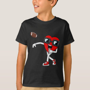 Valentines Day Heart Quarterback Football Boys Kid T-Shirt