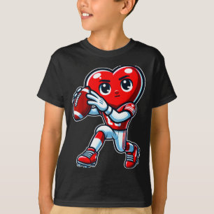 Valentines Day Heart Quarterback Football Srts T-Shirt