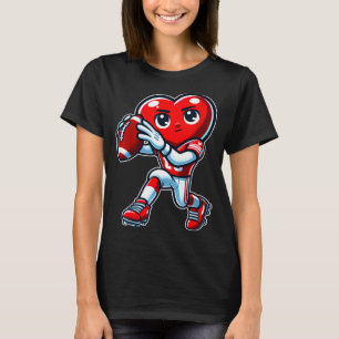 Valentines Day Heart Quarterback Football Srts T-Shirt