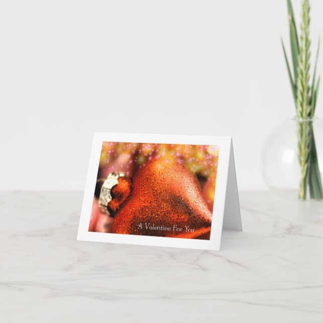 Valentine's Day Heart: Red in Glitter Holiday Card (Front)