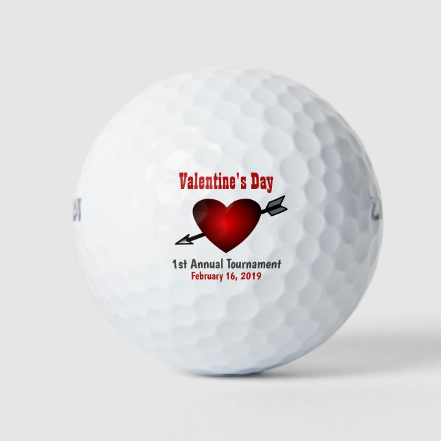 Valentines Day Heart Red Tournament Outing Golf Balls (Front)