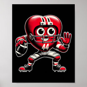 Valentine's Day Heart Retro Footll Quarterck Poster